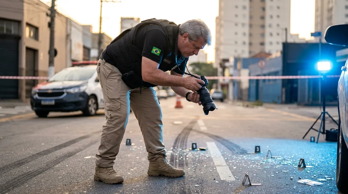 Candidatos em preparação para concurso da Polícia Científica de São Paulo com material de estudos e simulados
