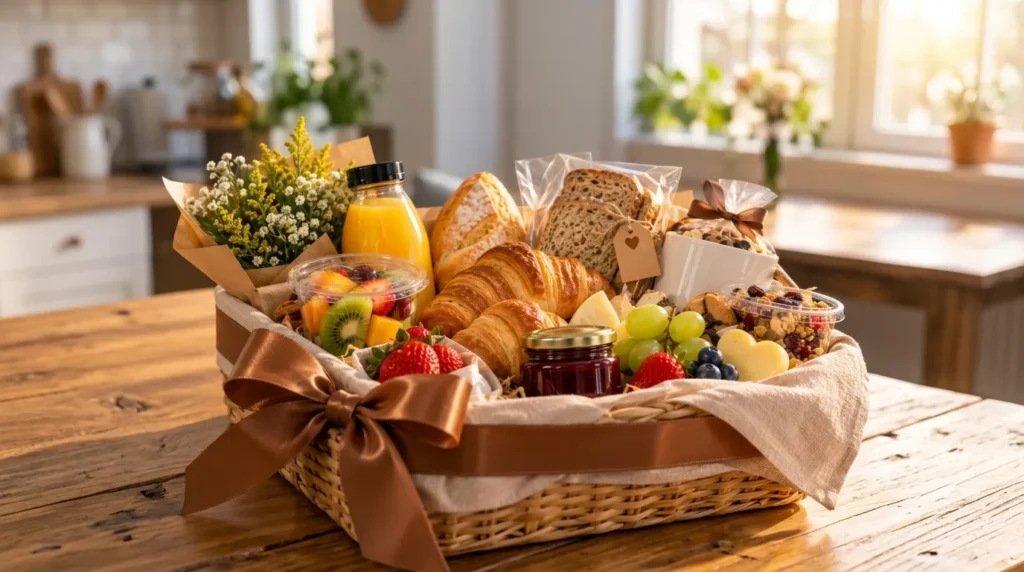 Cesta de café da manhã de aniversário